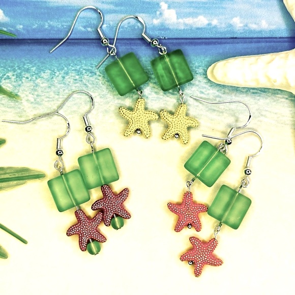 3/$20 Starfish and Frosted Glass Earrings - Pick Your Fave! - Picture 2 of 13